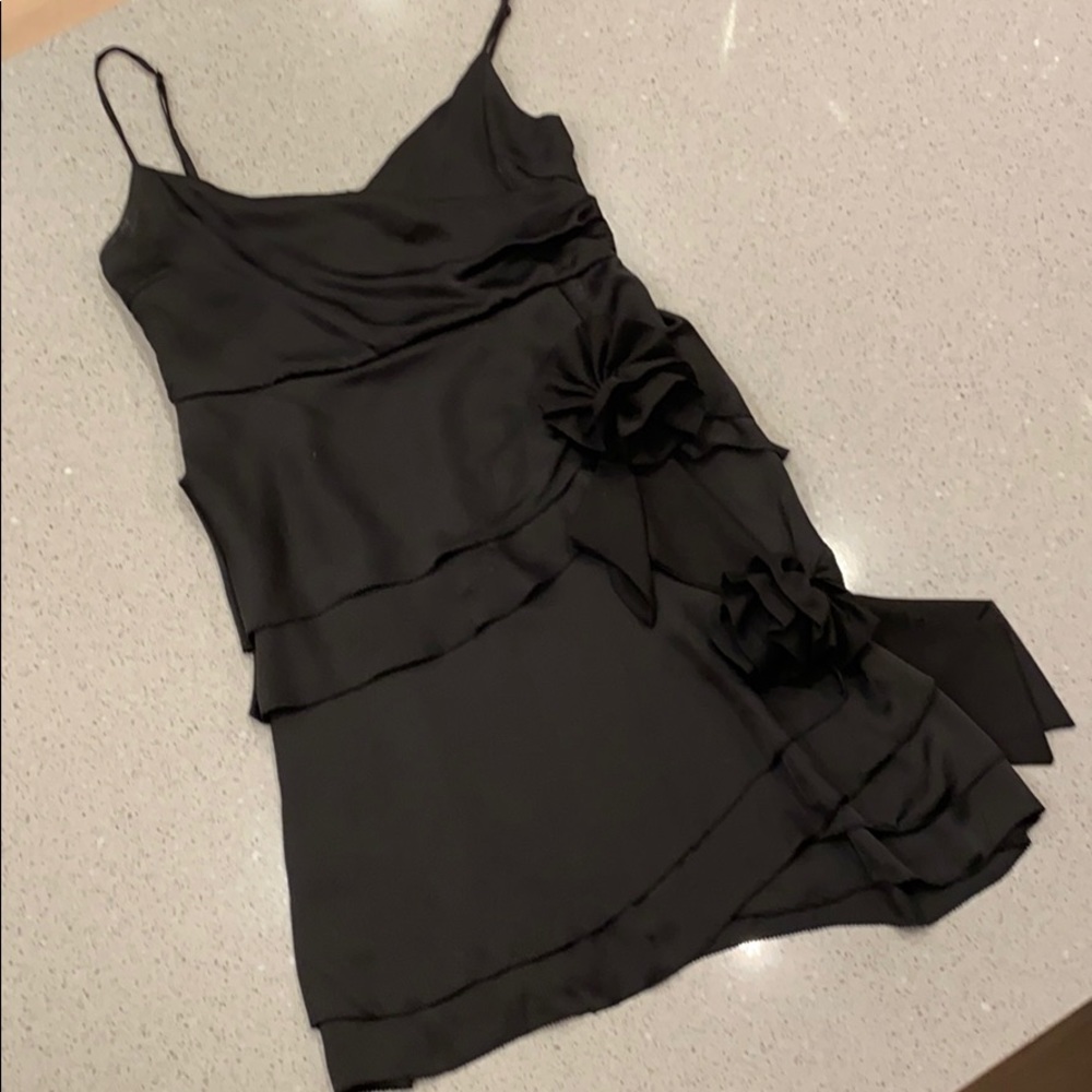 Black short silk dress